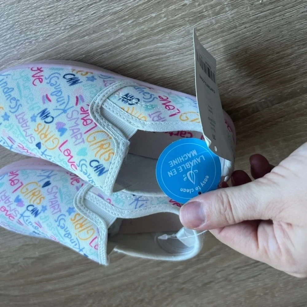 Carter's Nettie Toddler Shoes Slip On Words White Size 11‎ Kids Comfortable